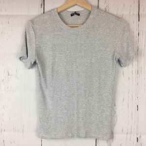 🌻 Brandy Melville Short Sleeve Gray White Top OS